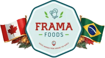 Frama Foods logo with Canadian and Brazilian flags